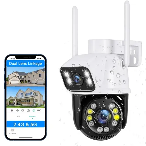 PTZ 2.4G/5G WiFi Outdoor security wireless 2X3MP Dual Lens Linkage Human Dete...