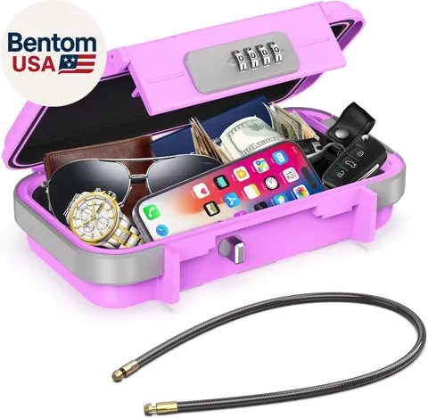Portable Safe Box, Combination Lock with Code, Waterproof Anti-Theft Mini Travel