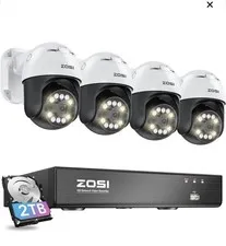 ZOSI C220 8CH 5MP 3K NVR PoE Security Camera System 4x4MP Dome IP Camera 2TB HDD