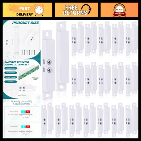 20 Sets Wired Magnetic Door Window Alarm Contact Sensor - Security Reed Switch