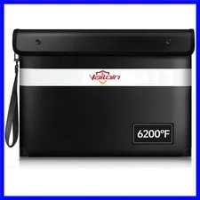 6200°F Fireproof Document Bag, 8 Layers of Heat Insulated Materials | Double-...