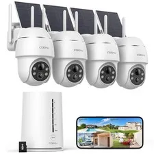 COOAU 4MP Solar Security Cameras Wireless Outdoor, 64GB Local Storage Outdoor...