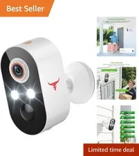 Wide-Angle 1080P Security Camera with AI Human Detection - Outdoor Ready