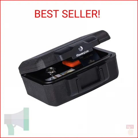 SentrySafe Fireproof Money Safe with Key Lock, Black Lock Box with Portable Carr