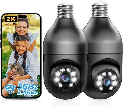 2x WiFi Foco Bombilla Camara Inalambrica De Seguridad Para Casa Espia Vigilancia