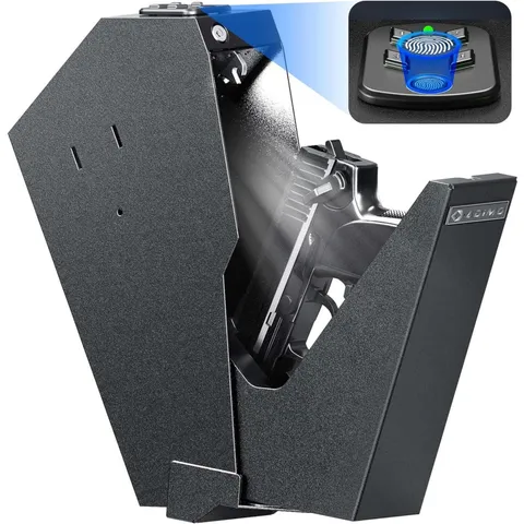Biometric Drop Down Handgun Safe with Keypad & Keys Fingerprint Access
