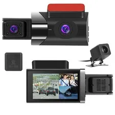 3 Channel Dash Cam 2K Camcorder Recorder 140° Angle APP GPS WiFi Night Vision