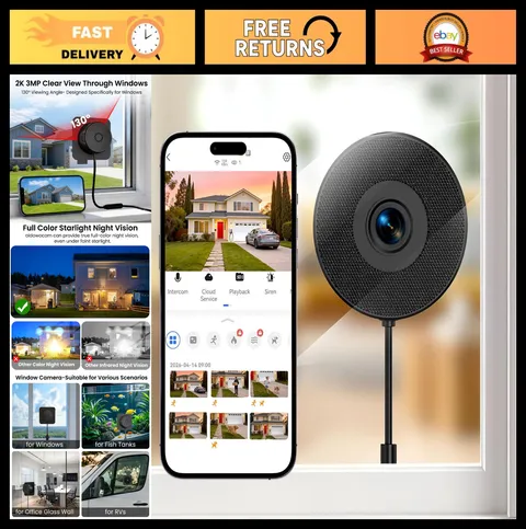 2K 3MP WiFi Dome Camera for Home Security, Indoor/Outdoor, Night Vision, Motion