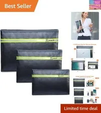 Fireproof Document Bag – 3 Pack 15" x 11", 13" x 9.7", 10.5" x 8" Fireproof &...