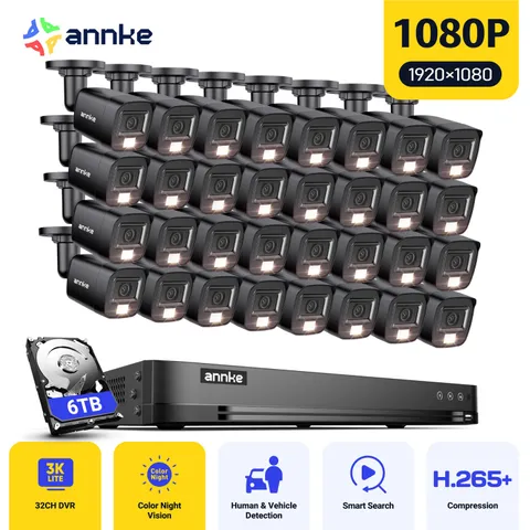 ANNKE 32CH 3K Lite DVR 1080P AI Security Camera System Color Night Vision H.265+