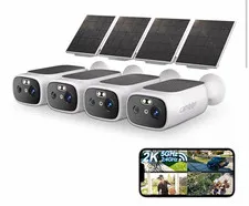 Camgoll 2K Wireless Solar/Battery Outdoor Security Cameras 4-Pack Wi-Fi White