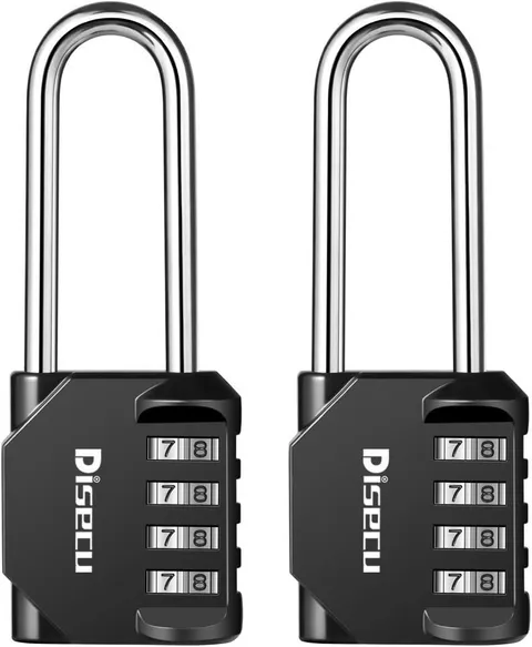 2 Pack 2.6 Inch Long Shackle Combination Lock 4 Digit Outdoor Waterproof Padlock