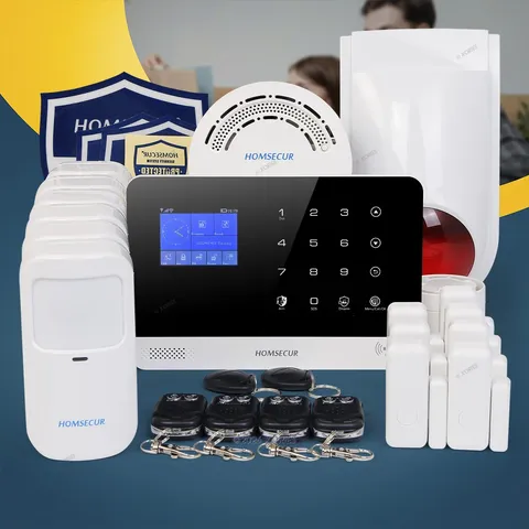 HOMSECUR Wireless WIFI 4G GSM RFID LCD Home House Alarm System