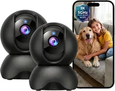 2K 5G Indoor Security Camera, No Subscription AI Baby Monitor with Phone App & C