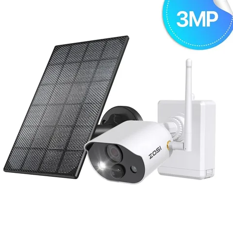 ZOSI 3MP WiFi Solar Panel PIR Security Rechargeable Battery Camera Kit Wireless