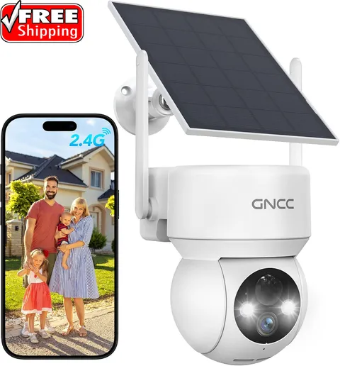 Solar Security Cameras Wireless Outdoor 2.4G Wifi, 360° View, Solar/Battery Powe