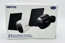 Infiya 4 Pack Smart Battery Powered Wireless Security Camera Model Z1 - White