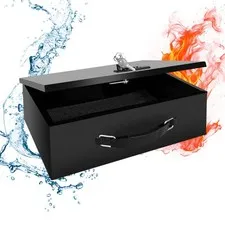 Fireproof Lock Box with Key and Combination Lock, Fire Safe Document Box, Por...