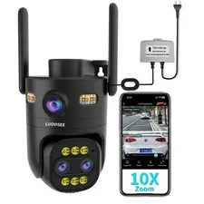 Triple-Lens Outdoor Security Camera Auto Zoom & Tracking,10X (Optical+Digital...