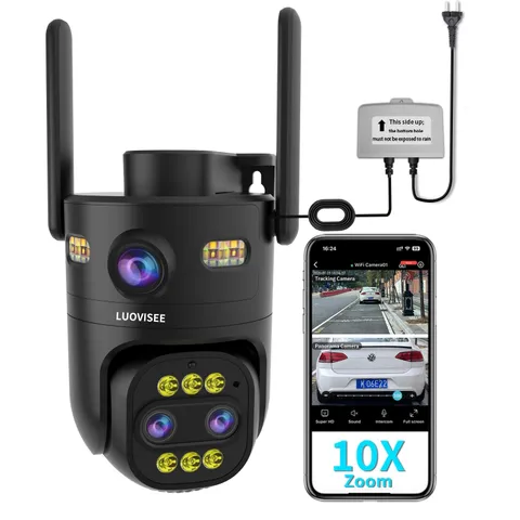 Triple-Lens Outdoor Security Camera Auto Zoom & Tracking,10X (Optical+Digital...