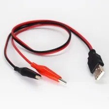 1pc 0.5M/50cm USB 2.0 Male To Dual Alligator Clip Test Cable Lead R+B
