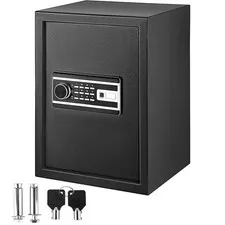 Fingerprint Safe Box, 2.1 Cu. Ft. with 2 Keys and Digital Keypad, Steel Safe Sto