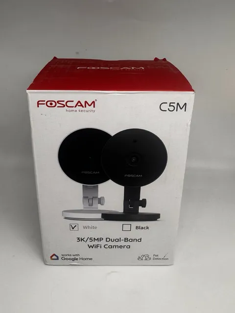 Foscam C5M 5MP 3K Dual-Band WiFi Indoor Security Camera White New Open Box Com