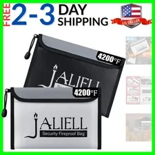 2 Pack Fireproof Money Bag 9.5x6.5'', Non-itchy Waterproof Fireproof Bag with...