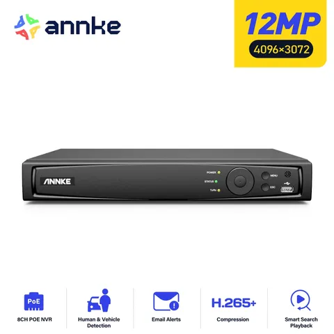 ANNKE 8CH/16CH 12MP POE NVR H.265+ Video Recorder Security System for IP Cameras