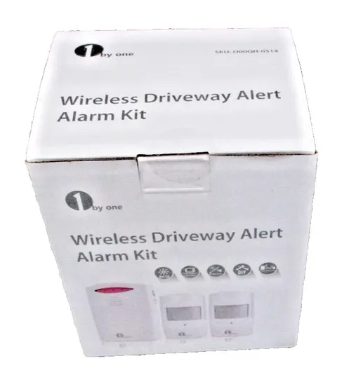 1byone Wireless Driveway Alert Alarm Kit - 2 PIR Motion Sensors 1 Receiver - NEW