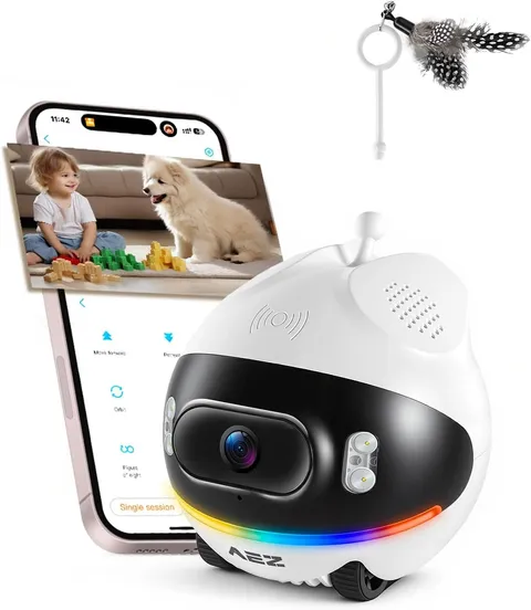 Robot Camera on Wheels 1080P Dual Lens,Indoor Movable Security Camera with 2-Way