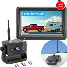 YEOIZO Wireless Backup Camera Truck 5 Monitor Solar Rechargeable 1280x720P Night