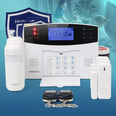 HOMSECUR Wireless &wired WIFI 4G GSM Burglar Intruder Alarm System SOS Intercom