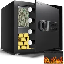 Safe Box, Home Safe with Key & Fireproof Waterproof Bag, Money Safe for Cash ...