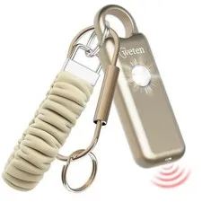 Personal Safety Alarm Keychain – 130dB Siren with Bottom Speaker, Gold Satin