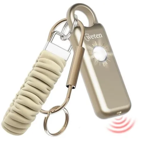 Personal Safety Alarm Keychain – 130dB Siren with Bottom Speaker, Gold Satin