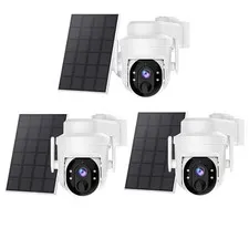 Wireless Solar Battery Powered WiFi Outdoor Pan/Tilt Home Security Camera System