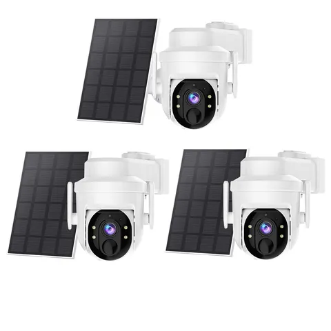 Wireless Solar Battery Powered WiFi Outdoor Pan/Tilt Home Security Camera System