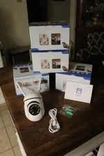 Four wireless USB powered cameras, WIFI connected.