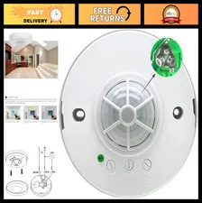 360° Ceiling PIR Motion Sensor Switch - 3 Detectors, 10-40ft Range, High Sensiti