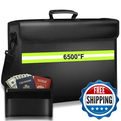 Zymmyz Fireproof Document Bag Removable Folder Layers/Money Bag6500F Fire Proof