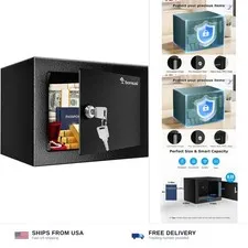 Bonsaii Safe Box with Key Lock, Steel Security Lock Box, 0.23 Cubic Feet, 9.0...
