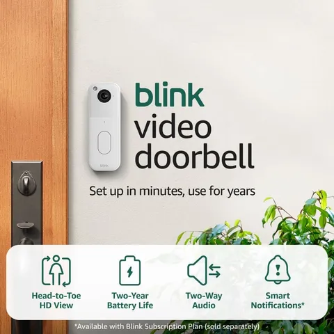 Blink Video Doorbell 1080p HD Two-Way Audio Night Vision NO Sync Module Incl
