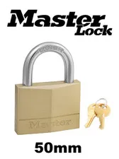 Master Lock General Use 50mm Brass Body Padlock with Key 150KA-1K069