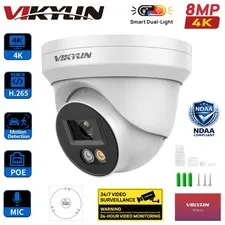 VIKYLIN 8MP PoE Security IP Camera Turret Motion Detection Outdoor Night Vision