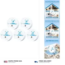 5 Pack Water Leak Detectors for Home, 100dB Waterproof Water Sensor Alarm Lea...