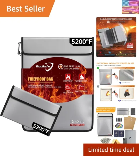Fireproof Document Bag 5200℉ with Fireproof Organizer Travel Case,Heat Insula...