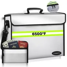 6500°F Large Fireproof Document Bag with Lock/Removable Folder Layers/Small F...