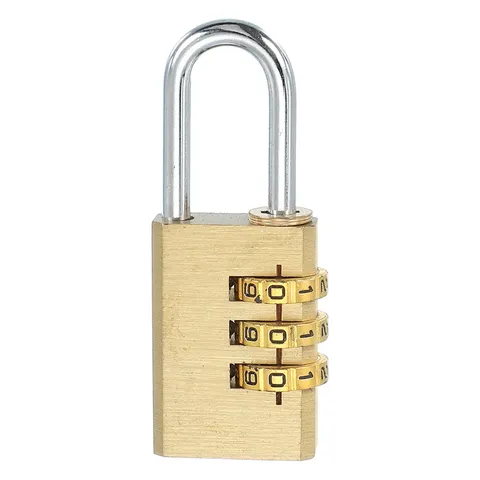 Brass Combination Lock 2.8", 3 Digit Resettable Combination Padlock Gold