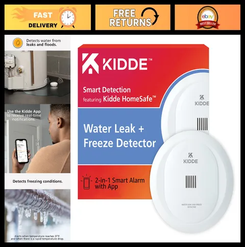 Smart WiFi Water Leak Detector & Freeze Alarm, Alexa Compatible, App Alerts, Whi